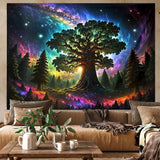Tapiserie blacklight les psychedelická příroda strom hvězdy galaxie Home - Doplňky a dekorace Naty Shop 300L X 180B Cm