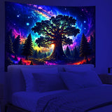 Tapiserie blacklight les psychedelická příroda strom hvězdy galaxie Home - Doplňky a dekorace Naty Shop