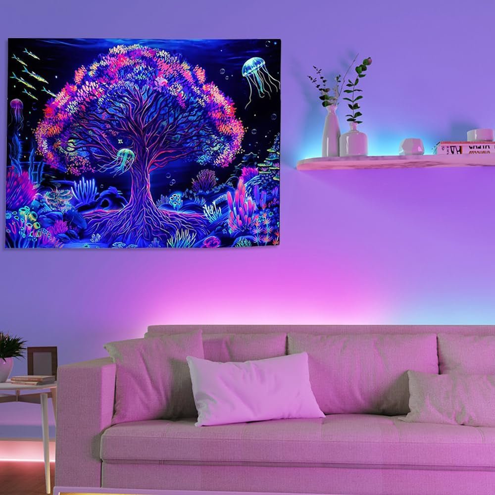 Tapiserie strom života fluorescenční mandala Home - Doplňky a dekorace Naty Shop