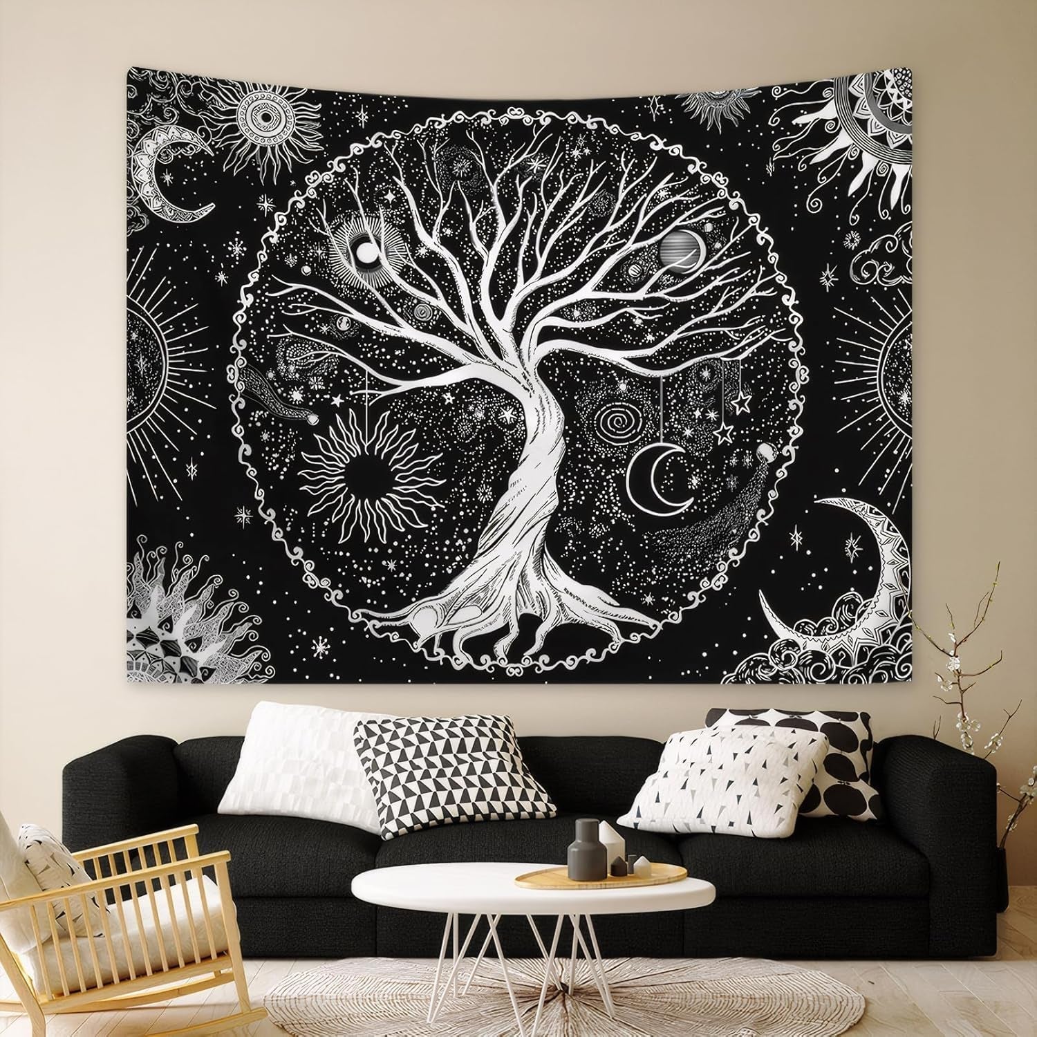 Život strom gobelín slunce měsíc Casa - Doplňky a dekorace Naty Shop