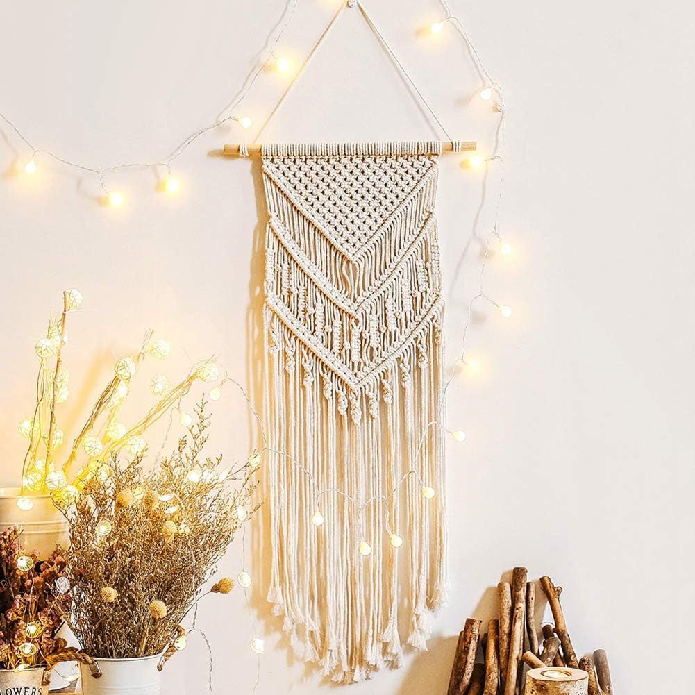 Deco gobelín lapač snů tkaná bílá nástěnná dekorace Home - Doplňky a dekorace Naty Shop Triangle střapce