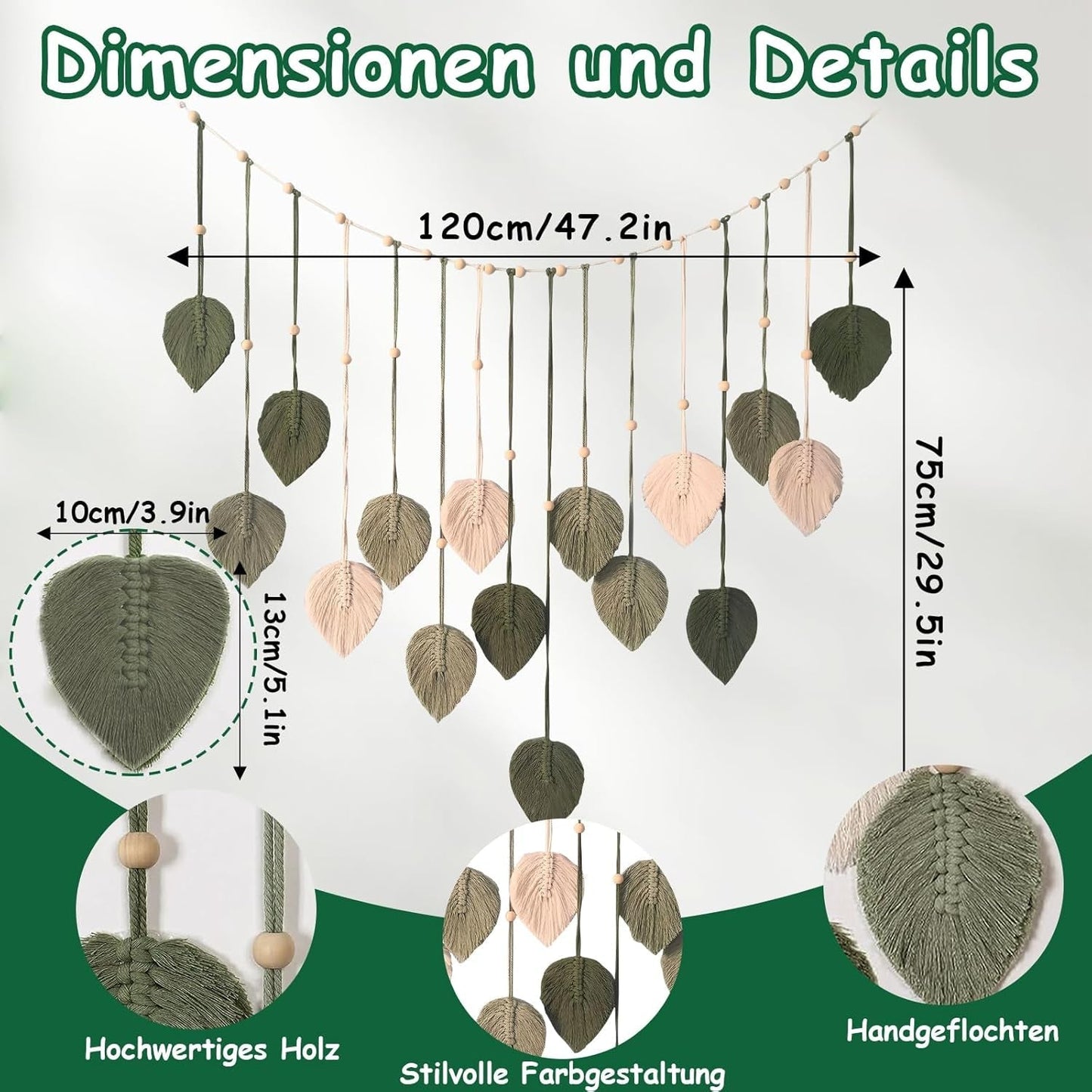 Tapiserie dekorace dřevěné korálky list design Home - Doplňky a dekorace Naty Shop