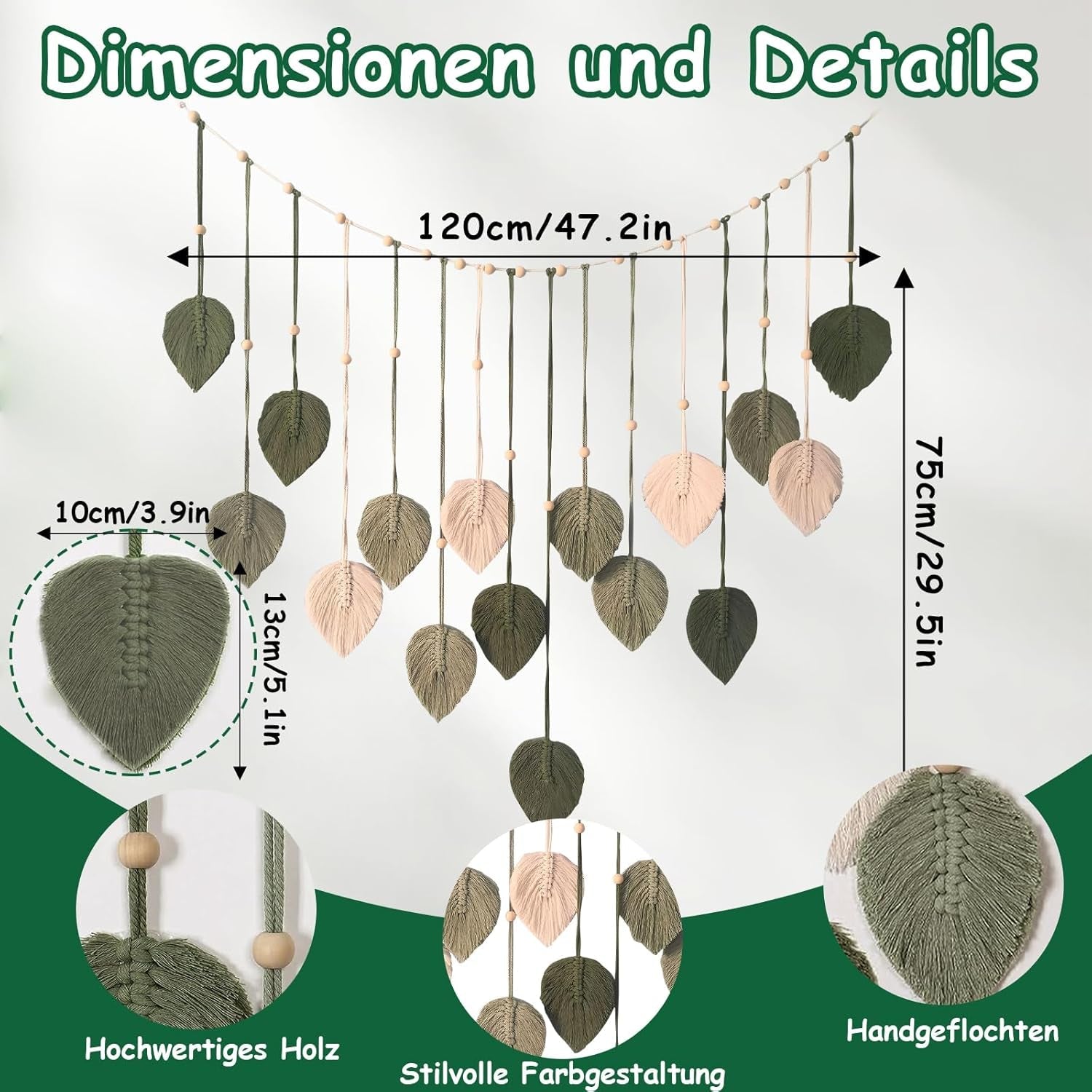 Tapiserie dekorace dřevěné korálky list design Home - Doplňky a dekorace Naty Shop