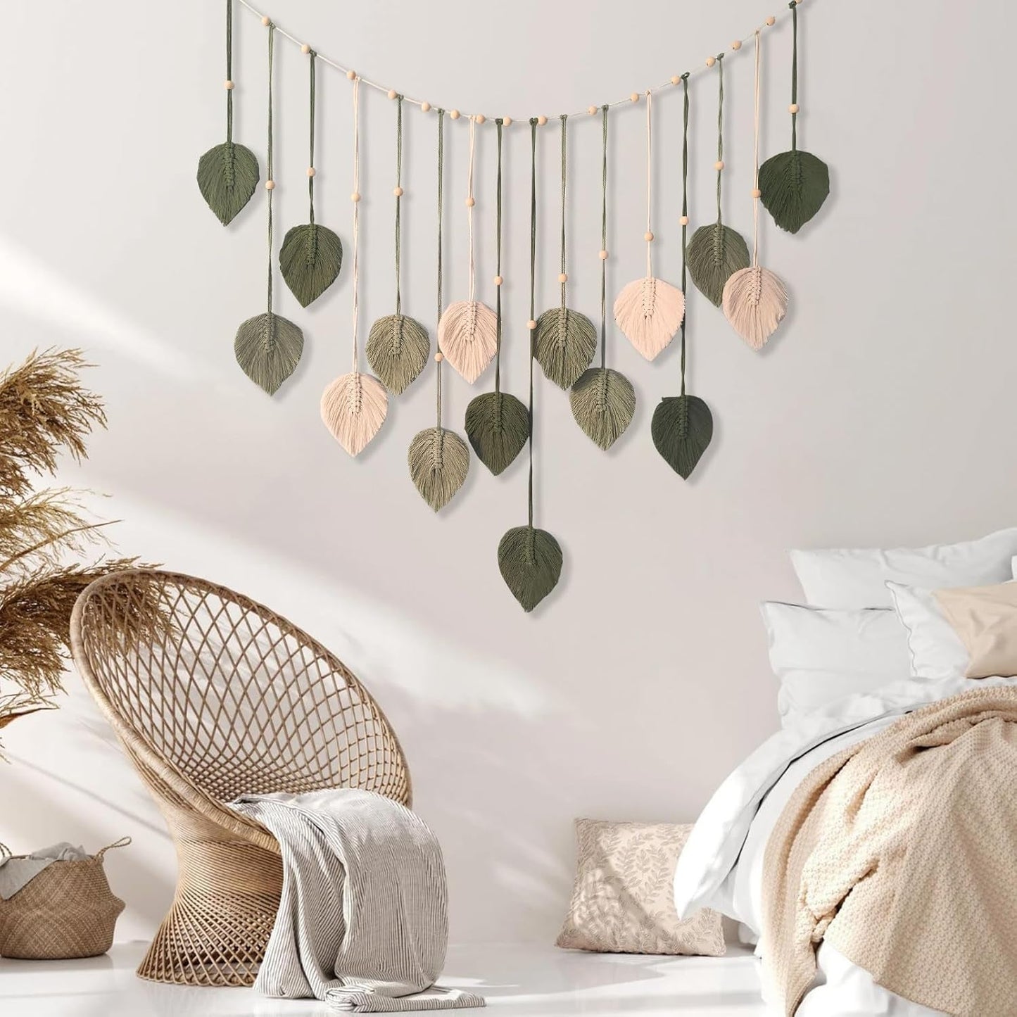 Tapiserie dekorace dřevěné korálky list design Home - Doplňky a dekorace Naty Shop
