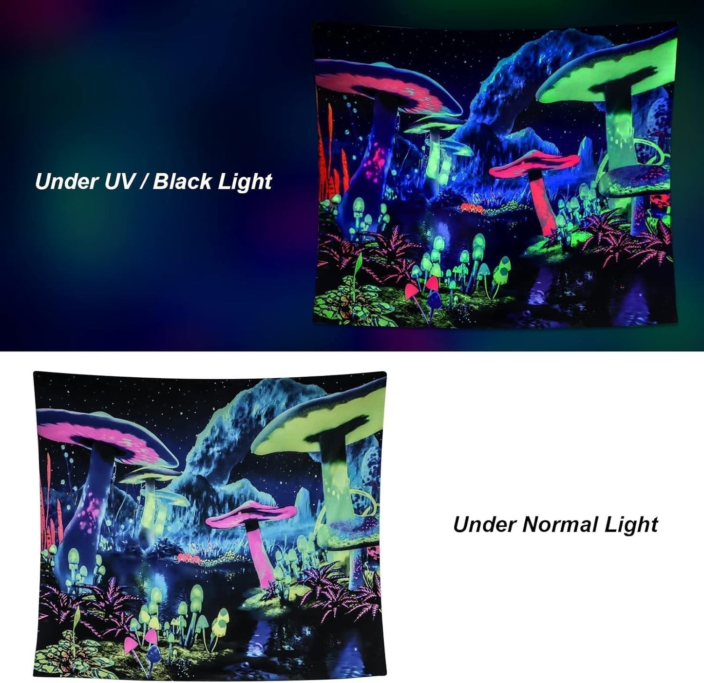 Tapiserie Dremisland Blacklight houba psychedelická reaktivní galaxie stěna Home - Doplňky a dekorace Naty Shop