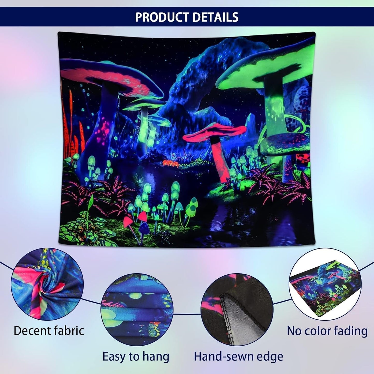 Tapiserie Dremisland Blacklight houba psychedelická reaktivní galaxie stěna Home - Doplňky a dekorace Naty Shop