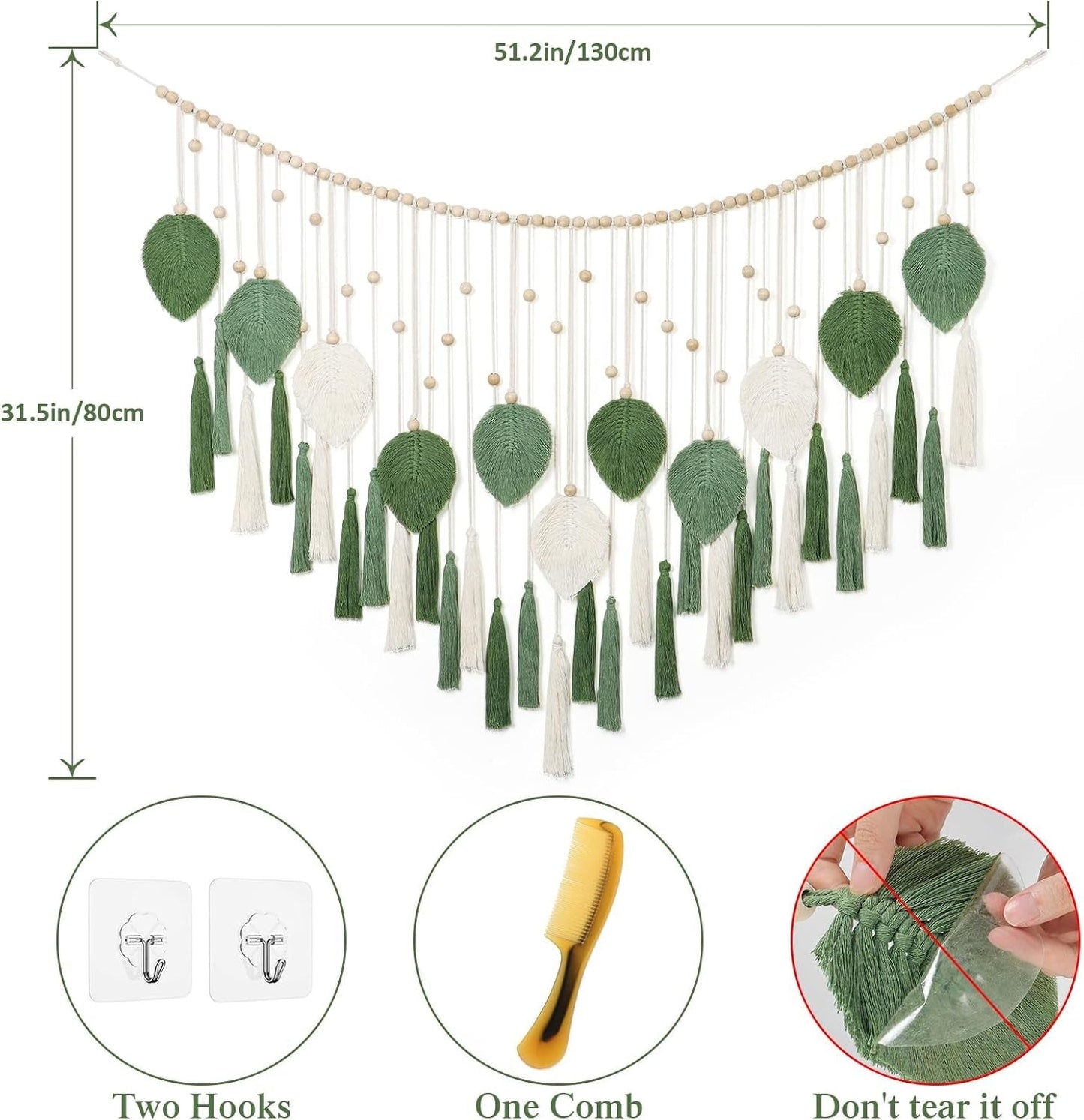 Tapiserie Dremisland velké béžové zelené listy střapce Home - Doplňky a dekorace Naty Shop