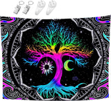 Tapiserie fluorescenční strom život psychedelický měsíc Home - Doplňky a dekorace Naty Shop
