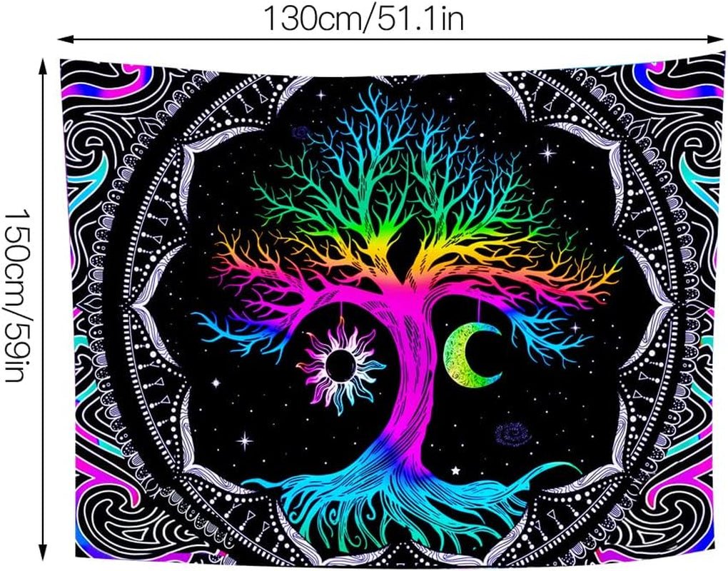 Tapiserie fluorescenční strom život psychedelický měsíc Home - Doplňky a dekorace Naty Shop