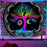 Tapiserie fluorescenční strom život psychedelický měsíc Domů - Příslušenství a dekorace Naty Shop Výchozí název