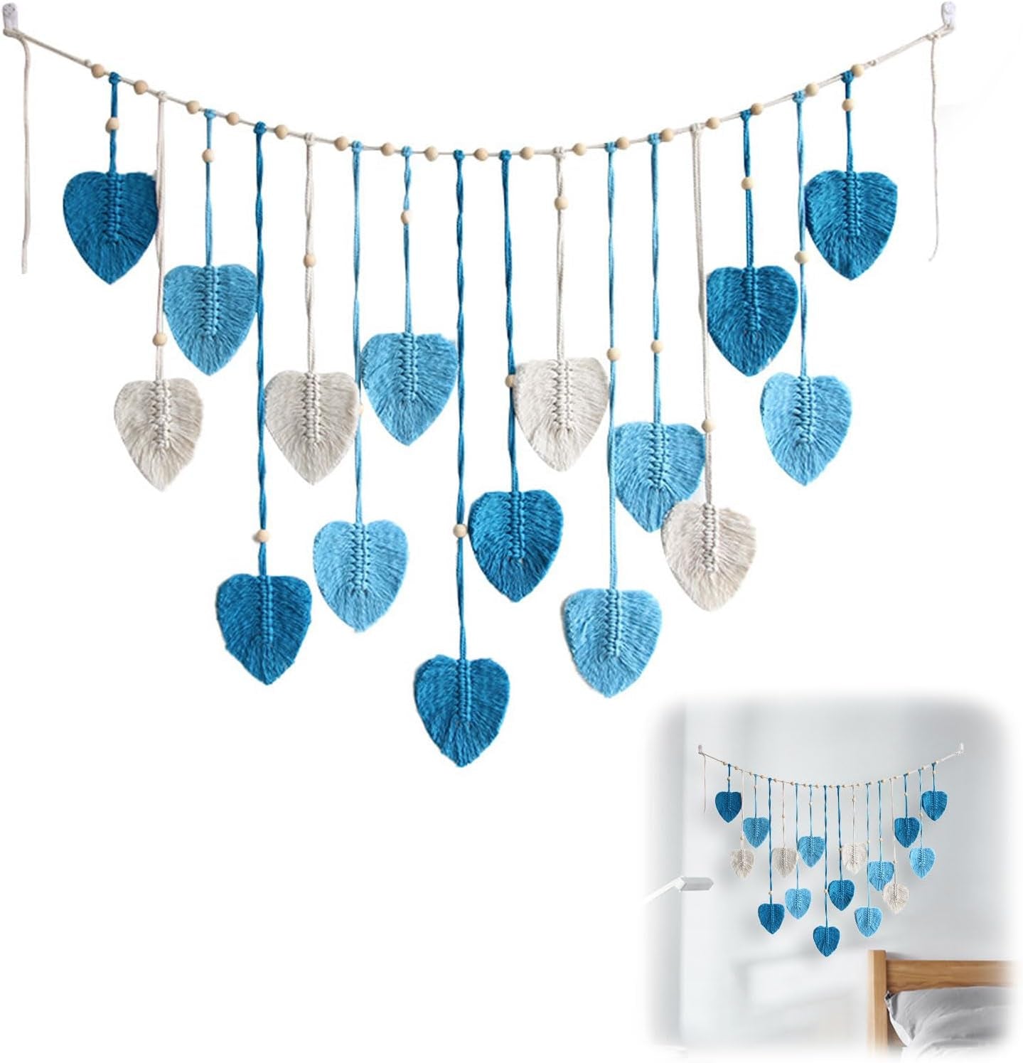 Velký tkaný listový gobelín do dětského pokoje pro ženy Home - Doplňky a dekorace Naty Shop Blue