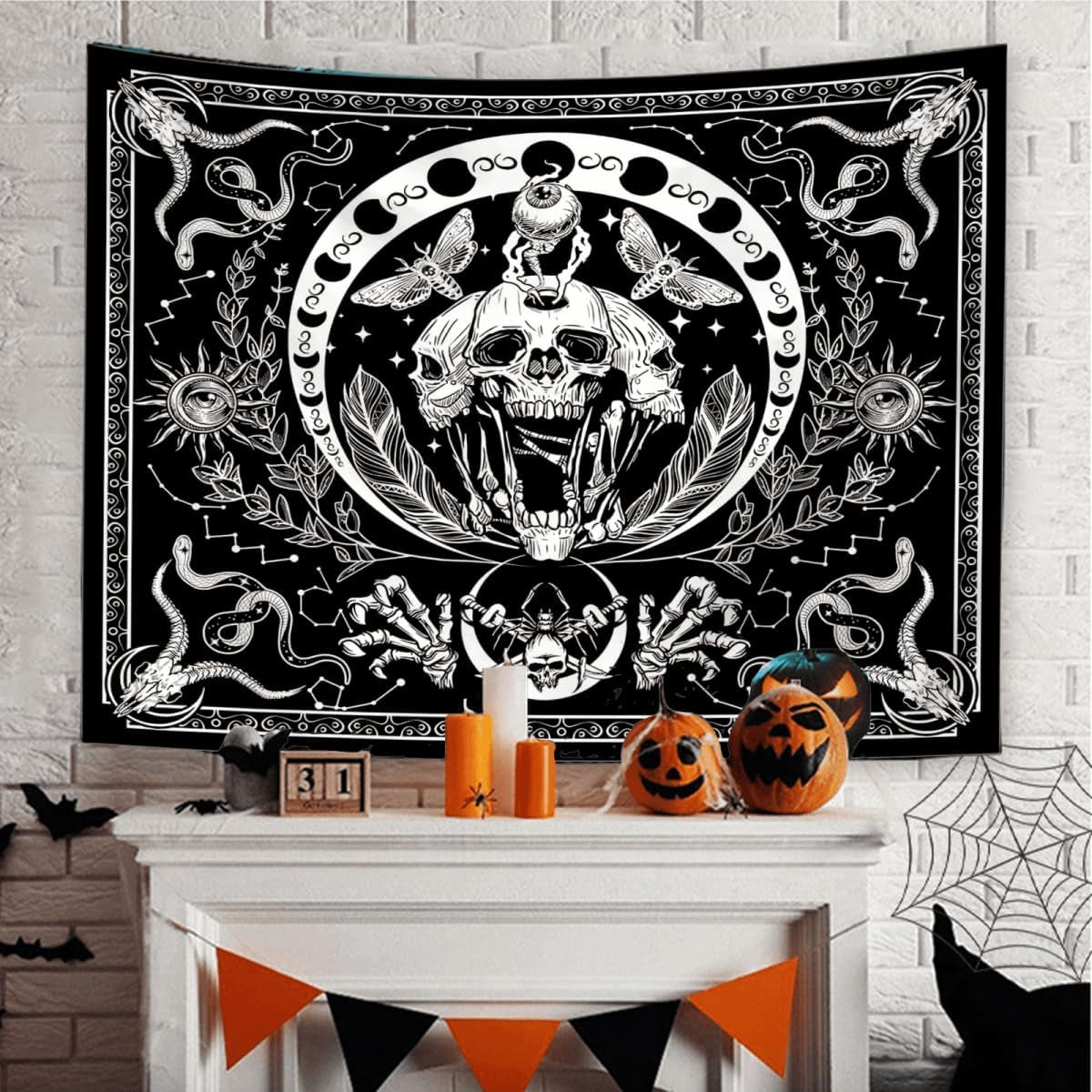Gotický halloweenský gobelínový banner černá bílá Domů - Doplňky a dekorace Naty Shop