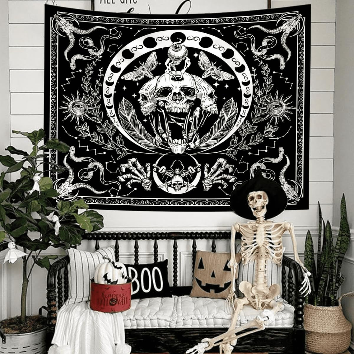 Gotický halloweenský gobelínový banner černá bílá Domů - Doplňky a dekorace Naty Shop