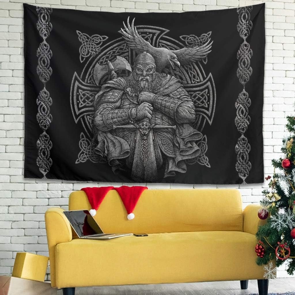 Tapiserie šedá viking odin sekera meč havraní kříž Home - Příslušenství a dekorace Naty Shop Výchozí název