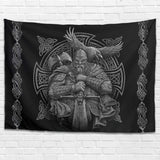 Tapiserie šedá viking odin sekera meč havran kříž Home - Doplňky a dekorace Naty Shop