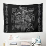 Tapiserie šedá viking odin sekera meč havran kříž Home - Doplňky a dekorace Naty Shop