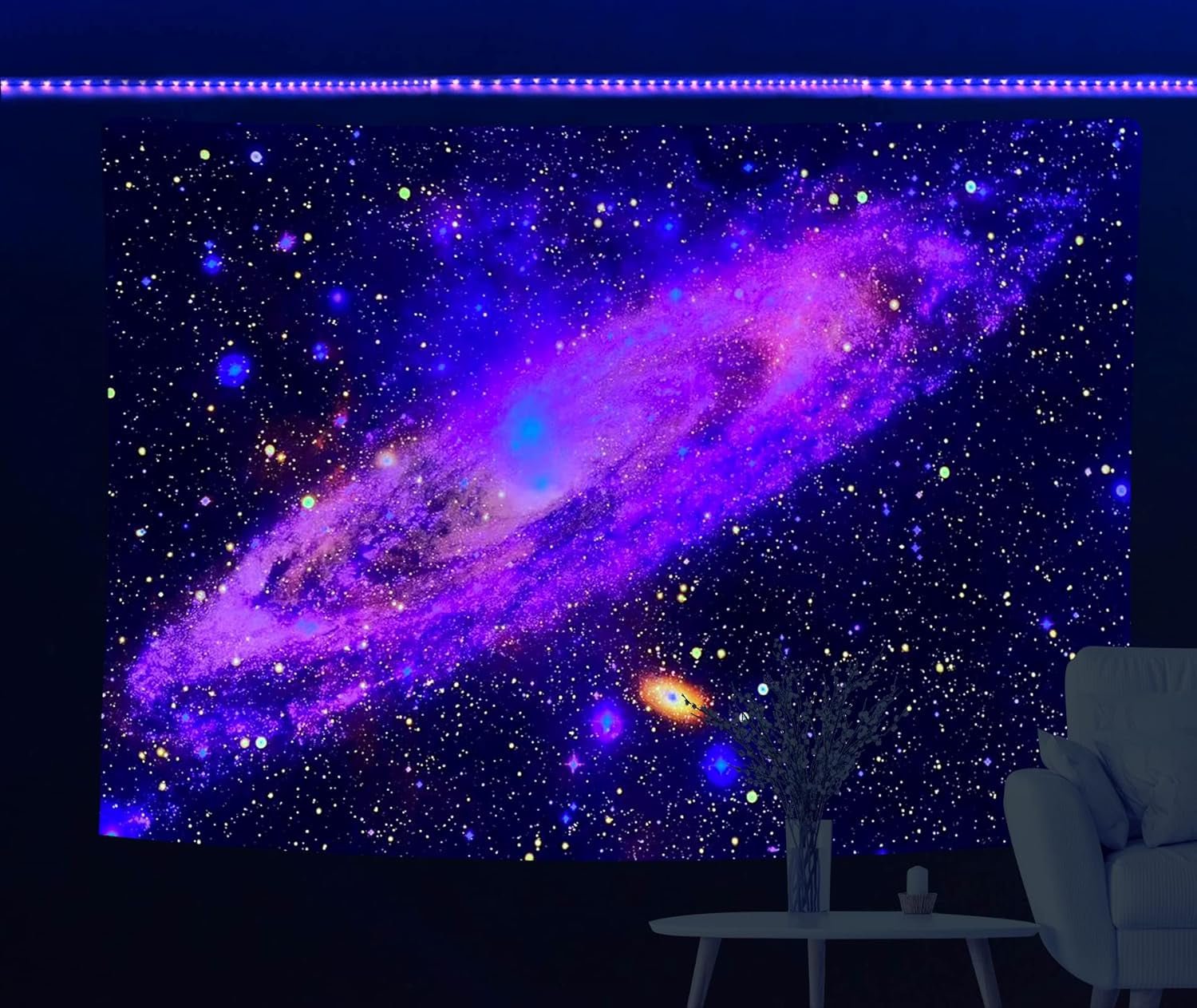 Holavida gobelín fluorescenční galaxie hvězdná obloha abstraktní estetický Home - Doplňky a dekorace Naty Shop