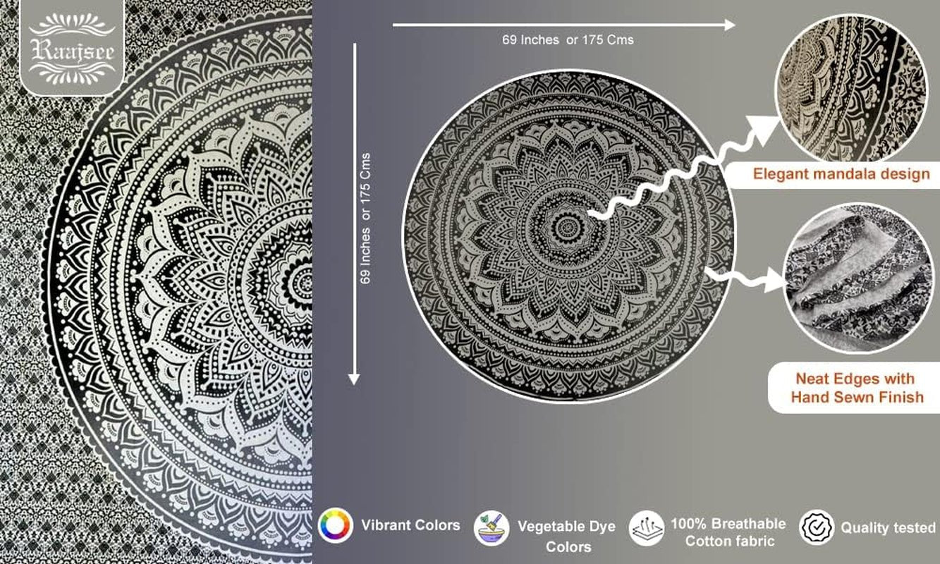 Tapiserie indická plážová osuška kulatá mandala hippielarge indická Home - Doplňky a dekorace Naty Shop