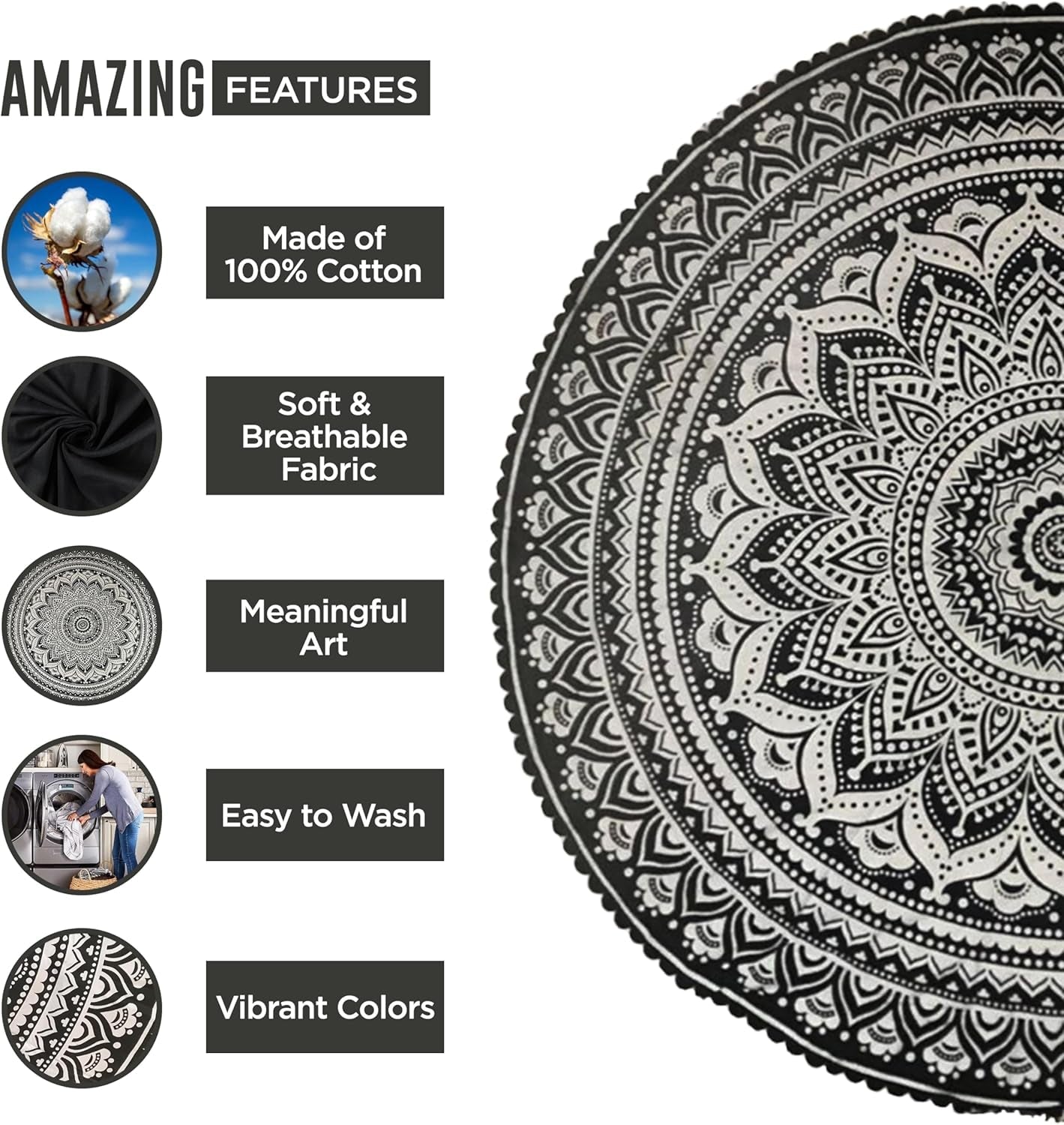 Tapiserie indická plážová osuška kulatá mandala hippielarge indická Home - Doplňky a dekorace Naty Shop