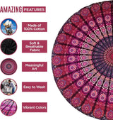 Indie gobelínová plážová osuška kulatá mandala hippie fialová Home - Doplňky a dekorace Naty Shop