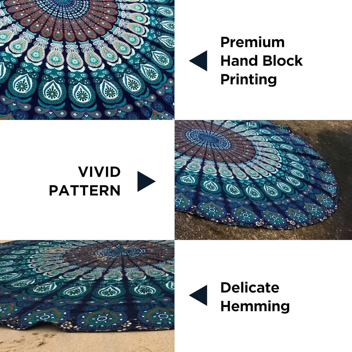 Indie gobelínová plážová osuška kulatá mandala hippie velká Indian Home - Doplňky a dekorace Naty Shop