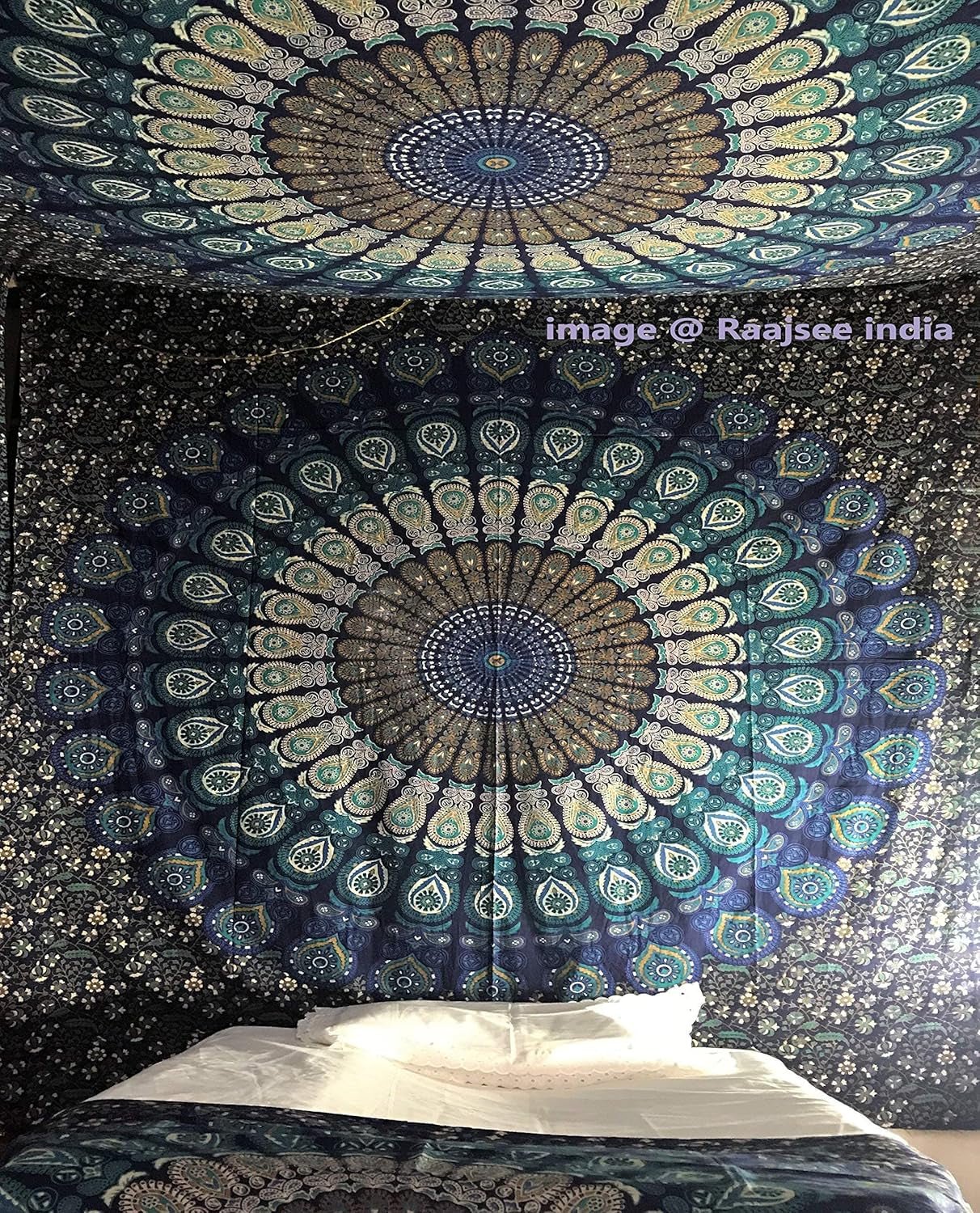 Indický gobelín psychedelický mandala modrý tyrkysový slon Home - Doplňky a dekorace Naty Shop