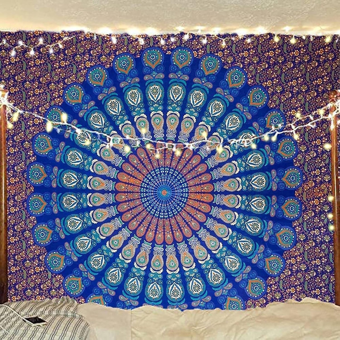 Indický gobelín psychedelický mandala modrý tyrkysový slon Home - Doplňky a dekorace Naty Shop
