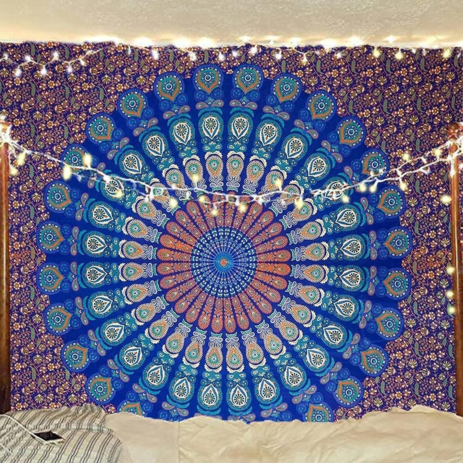 Indický gobelín psychedelický mandala modrý tyrkysový slon Home - Doplňky a dekorace Naty Shop