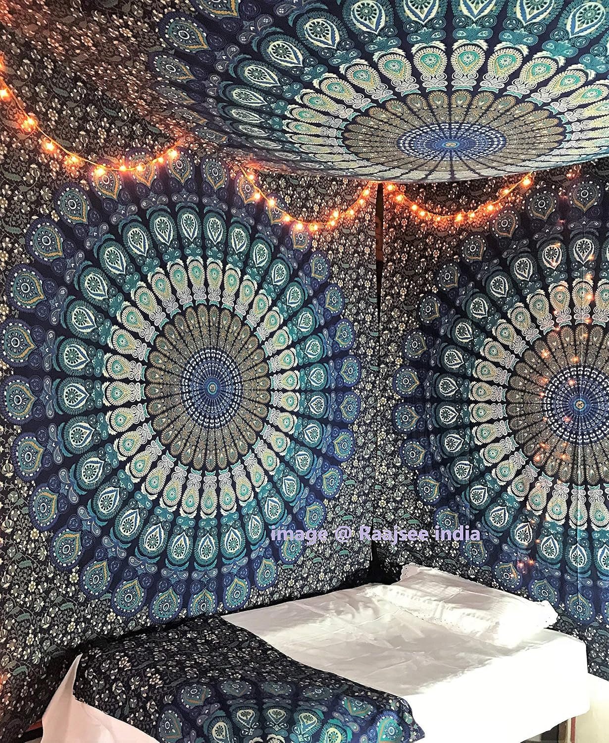 Indický gobelín psychedelický mandala modrý tyrkysový slon Home - Doplňky a dekorace Naty Shop