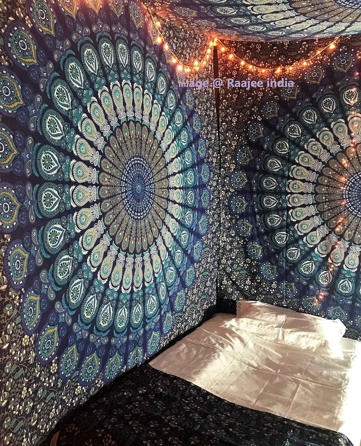 Indický gobelín psychedelický mandala modrý tyrkysový slon Home - Doplňky a dekorace Naty Shop