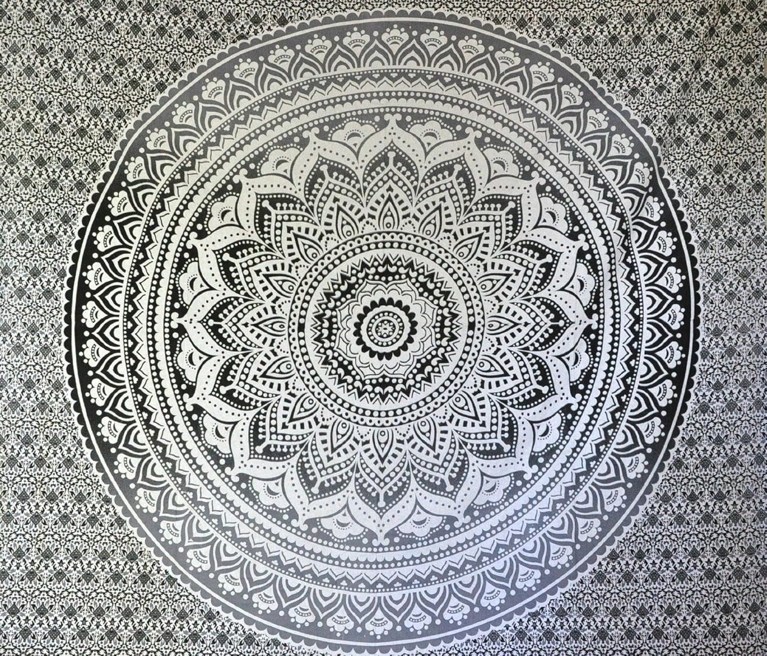 Indická tapisérie psychedelická mandala černá bílá Indie Home - Doplňky a dekorace Naty Shop