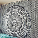 Indická tapisérie psychedelická mandala černá bílá Indie Home - Doplňky a dekorace Naty Shop