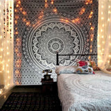 Indická tapisérie psychedelická mandala černá bílá Indie Home - Doplňky a dekorace Naty Shop