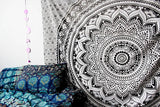 Indická tapisérie psychedelická mandala černá bílá Indie Home - Doplňky a dekorace Naty Shop