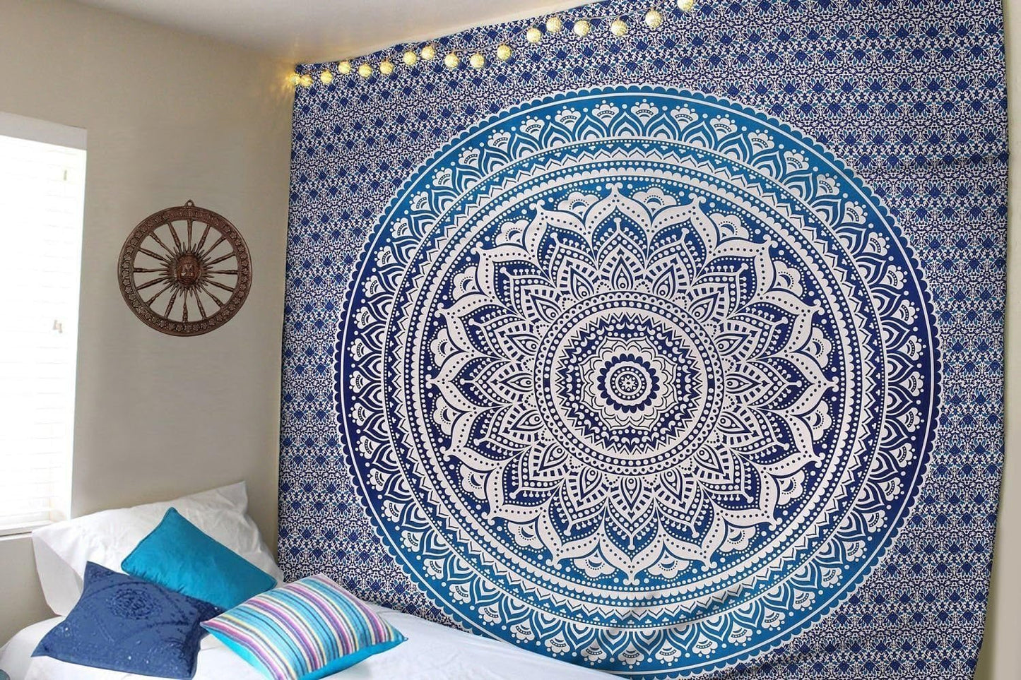 Indická modrá mandala gobelín estetická dekorace pokoje Home - Doplňky a dekorace Naty Shop