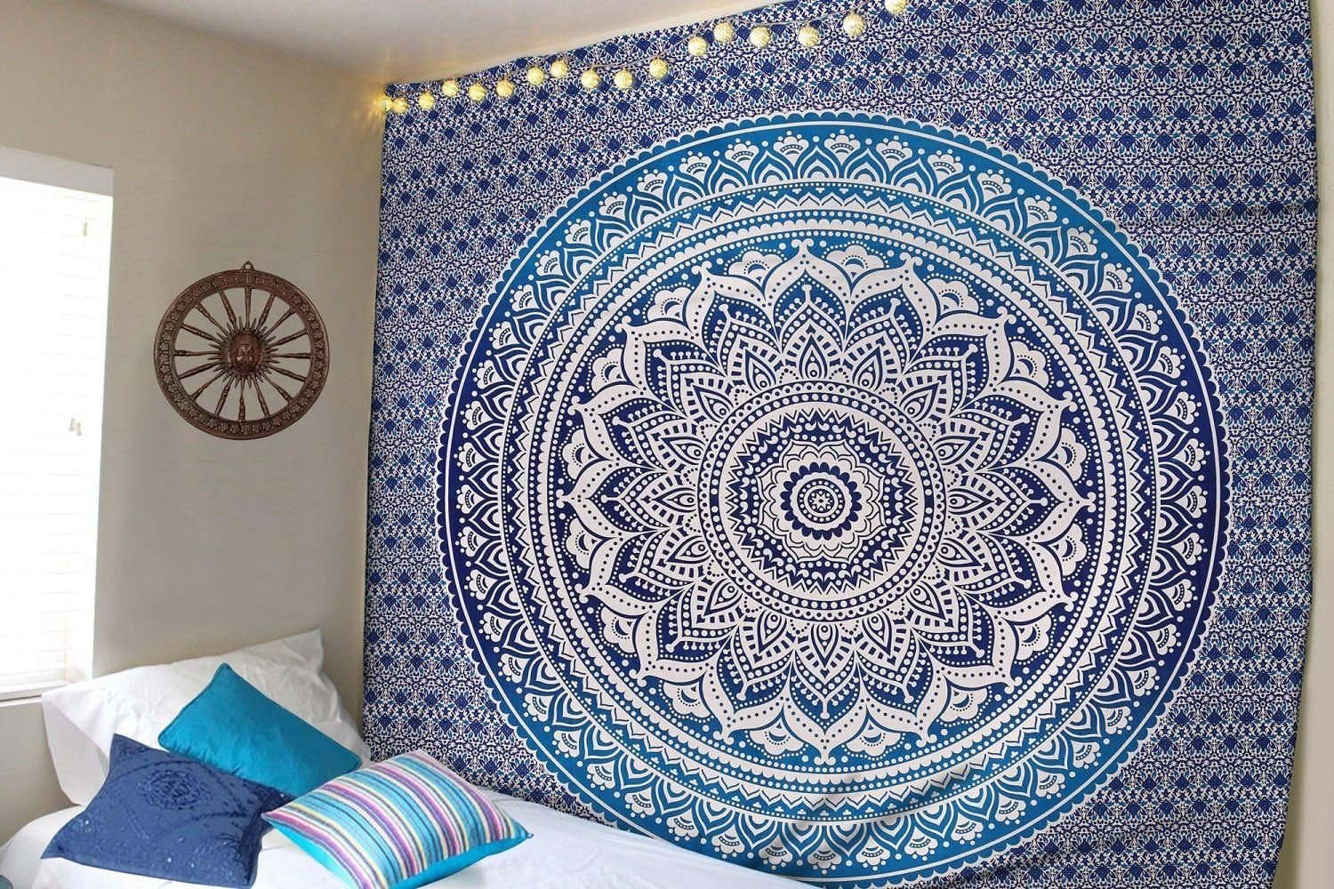 Indická modrá mandala gobelín estetická dekorace pokoje Home - Doplňky a dekorace Naty Shop