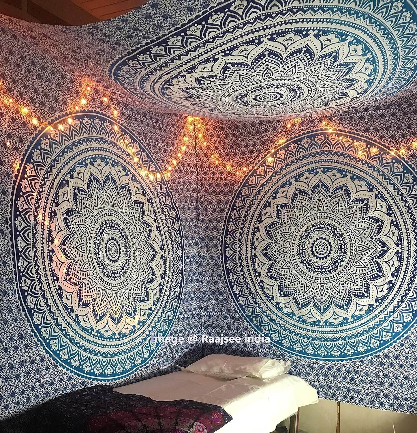 Indická modrá mandala gobelín estetická dekorace pokoje Home - Doplňky a dekorace Naty Shop