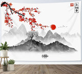 Japonský gobelín panza červená třešňové květy sluneční stěna Home - Doplňky a dekorace Naty Shop Multi 01 200L X 150B Cm