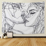Tapiserie lomohoo abstraktní skica černá bílá líbání Domů - Doplňky a dekorace Naty Shop Abstraktní skica 130L X 150B Cm