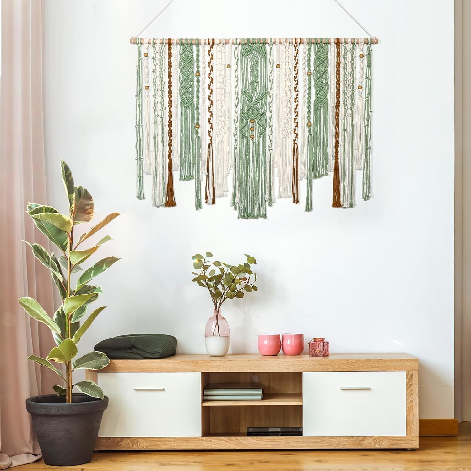 Gobelín lomohoo velký deco zelený estetický tkaný Home - Doplňky a dekorace Naty Shop