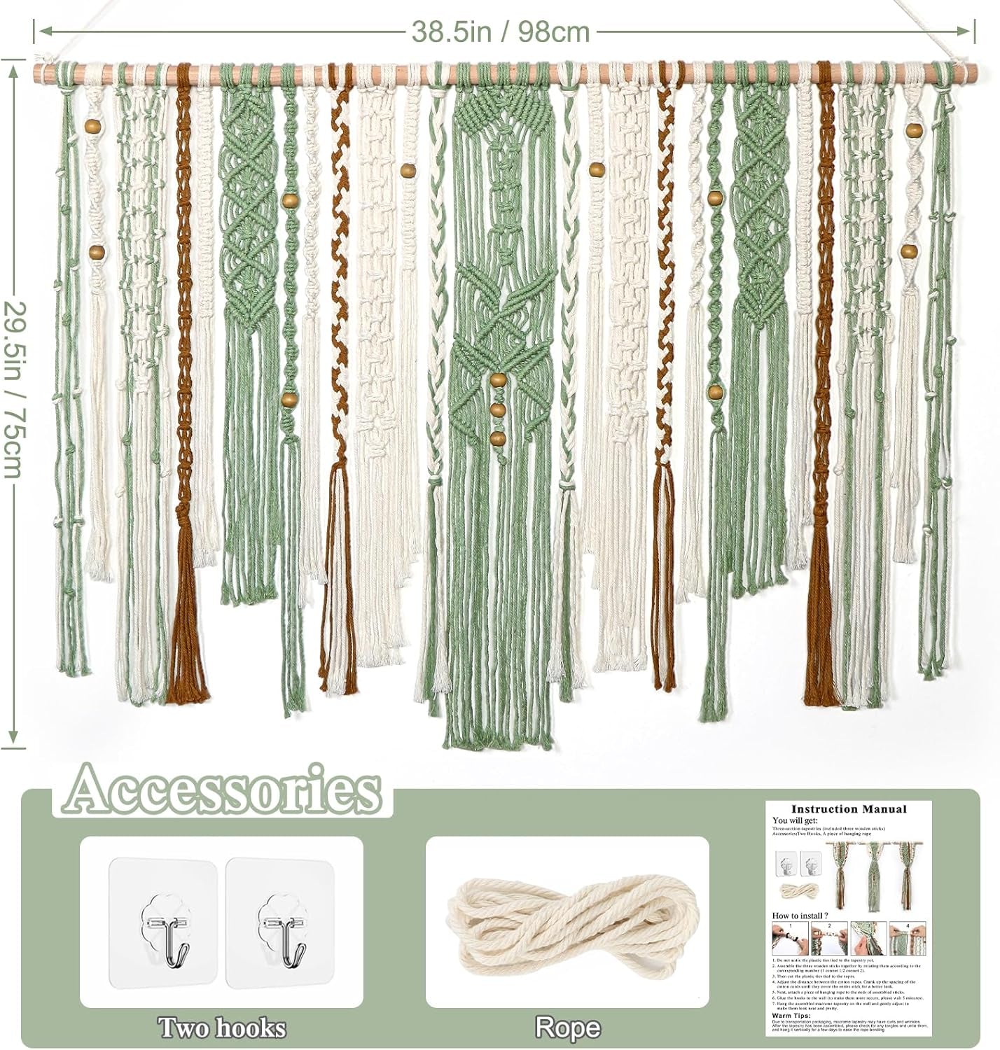 Gobelín lomohoo velký deco zelený estetický tkaný Home - Doplňky a dekorace Naty Shop
