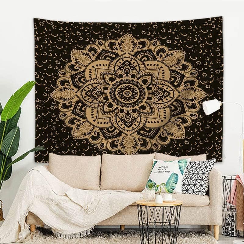 Majami indická mandala tapisérie černé zlato polyesterové plátno Home - Doplňky a dekorace Naty Shop