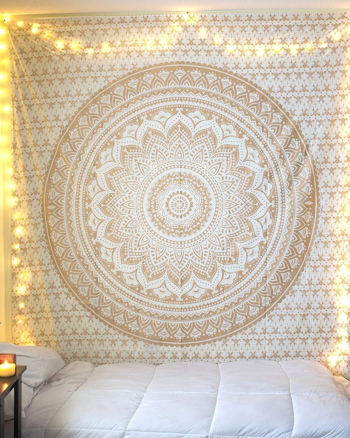 Mandala gobelín dekorace pokoje estetické zlato bílé plátno Home - Doplňky a dekorace Naty Shop Výchozí název