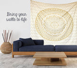 Dekorace pokoje mandala gobelín estetické zlato bílé plátno Home - Doplňky a dekorace Naty Shop