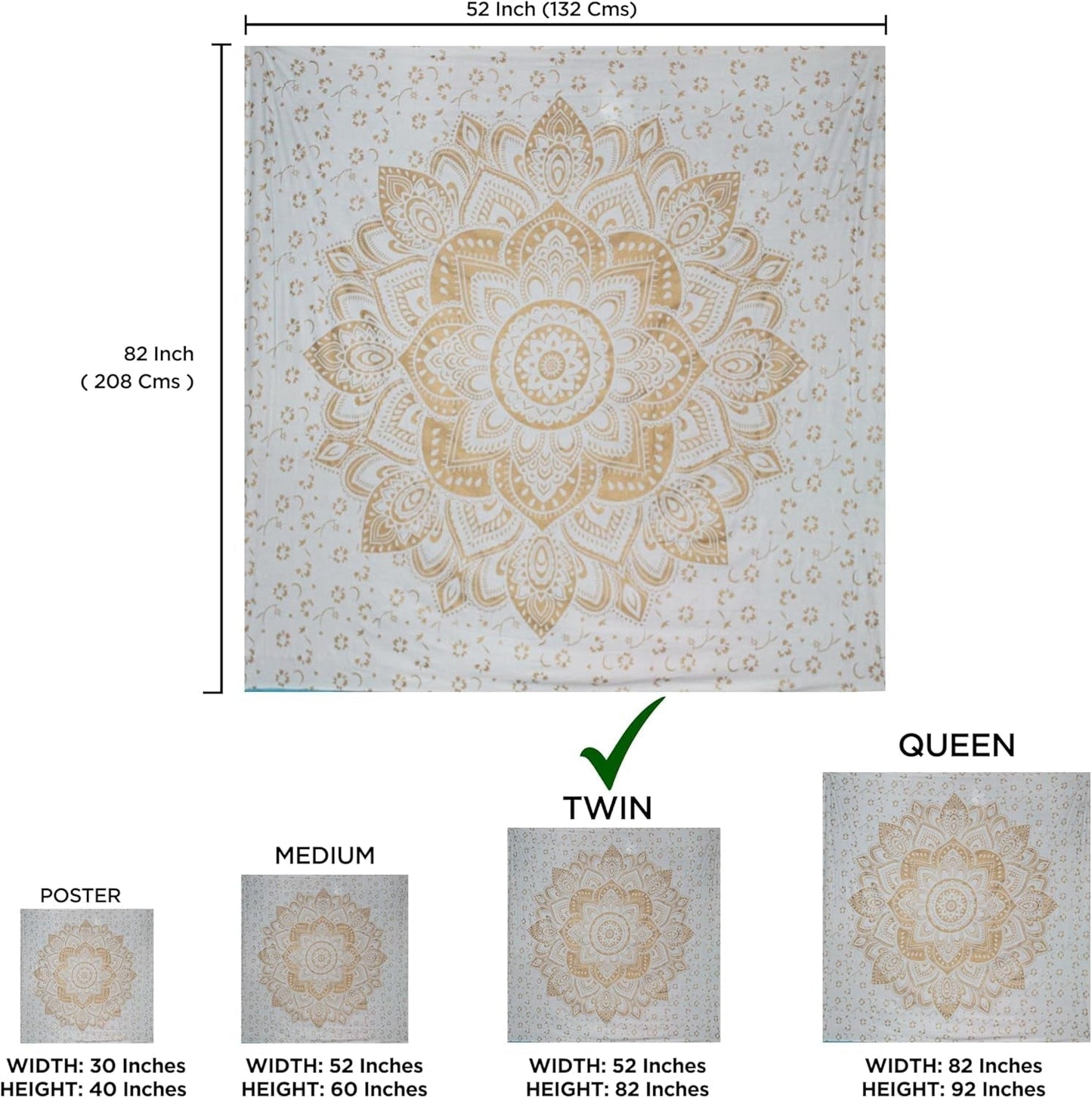 Tapiserie mandala pokojová dekorace plátno bílé zlato Home - Doplňky a dekorace Naty Shop