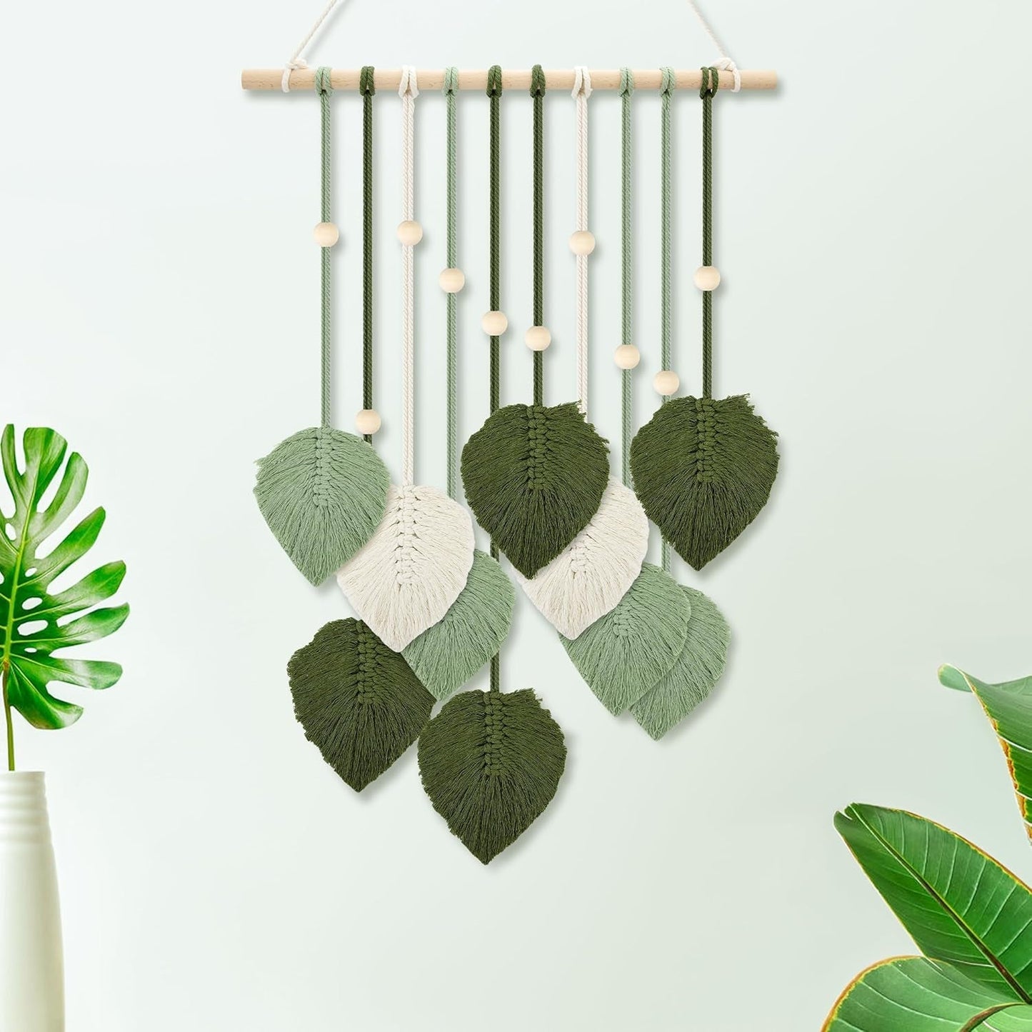 Tapiserie dřevěné korálky zelené listy háček Home - Doplňky a dekorace Naty Shop Výchozí název