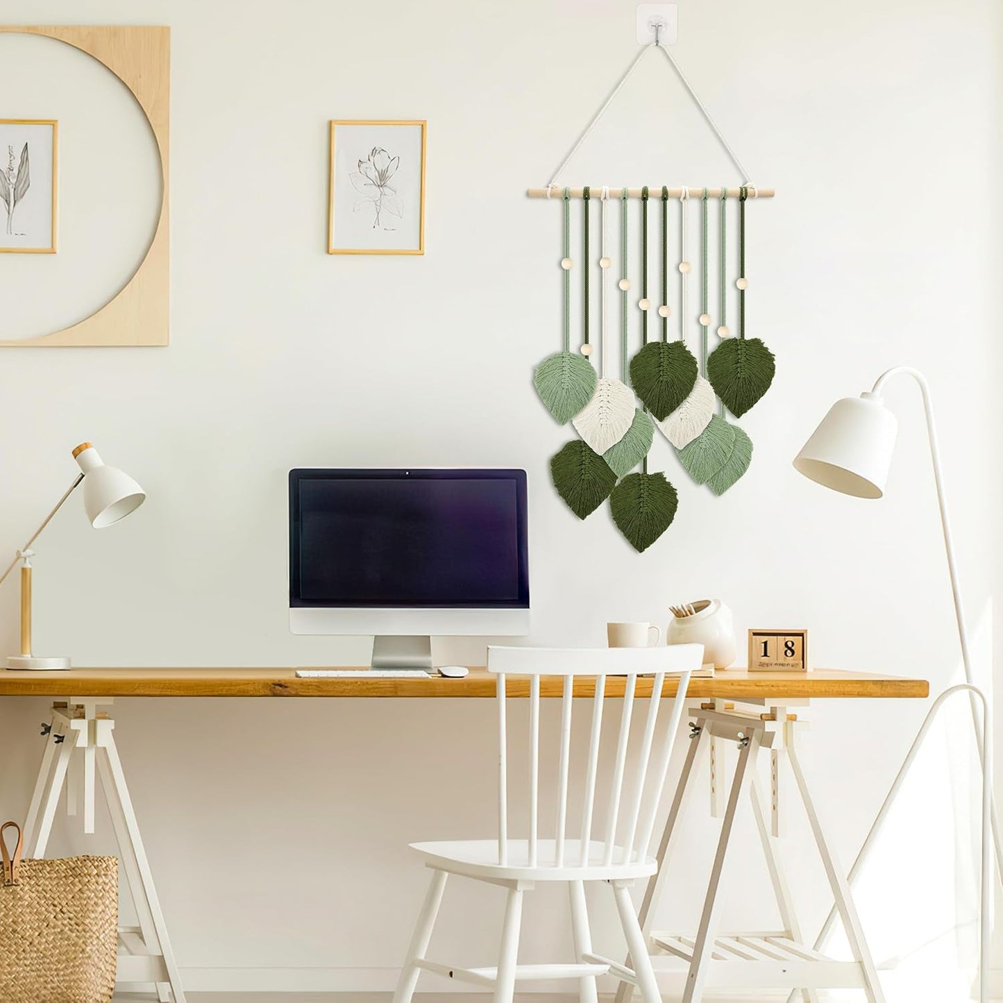Tapiserie dřevěné korálky zelené listy háček Home - Doplňky a dekorace Naty Shop