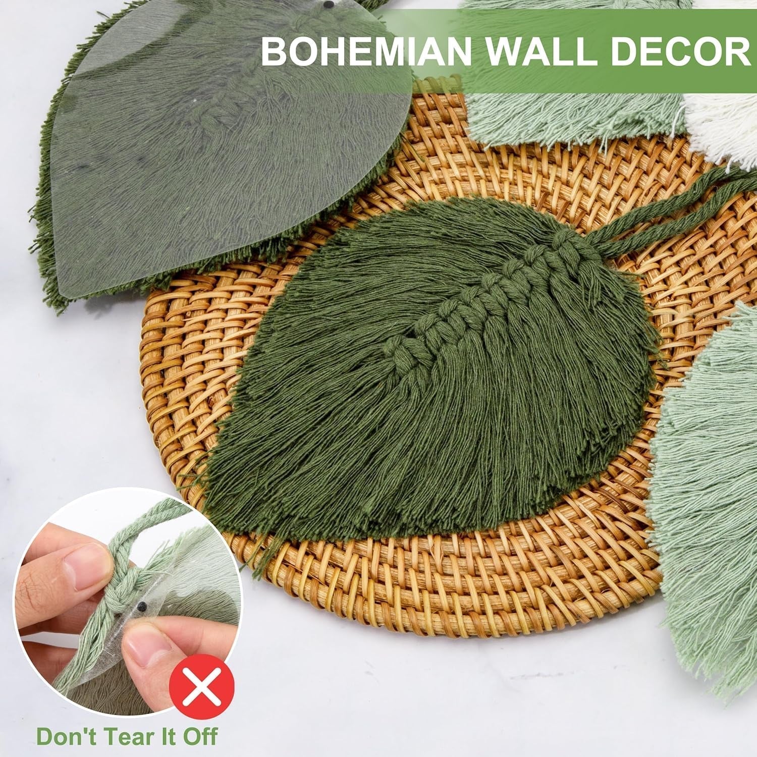 Tapiserie dřevěné korálky zelené listy háček Home - Doplňky a dekorace Naty Shop