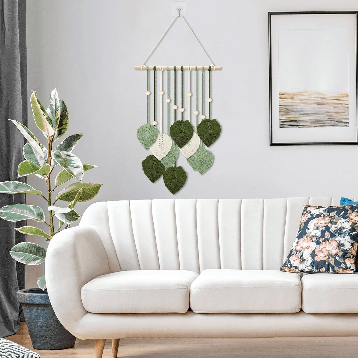 Tapiserie dřevěné korálky zelené listy háček Home - Doplňky a dekorace Naty Shop