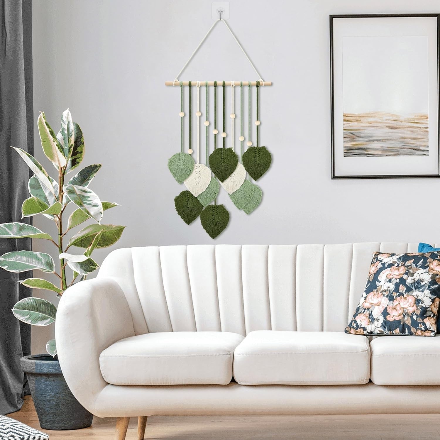 Tapiserie dřevěné korálky zelené listy háček Home - Doplňky a dekorace Naty Shop